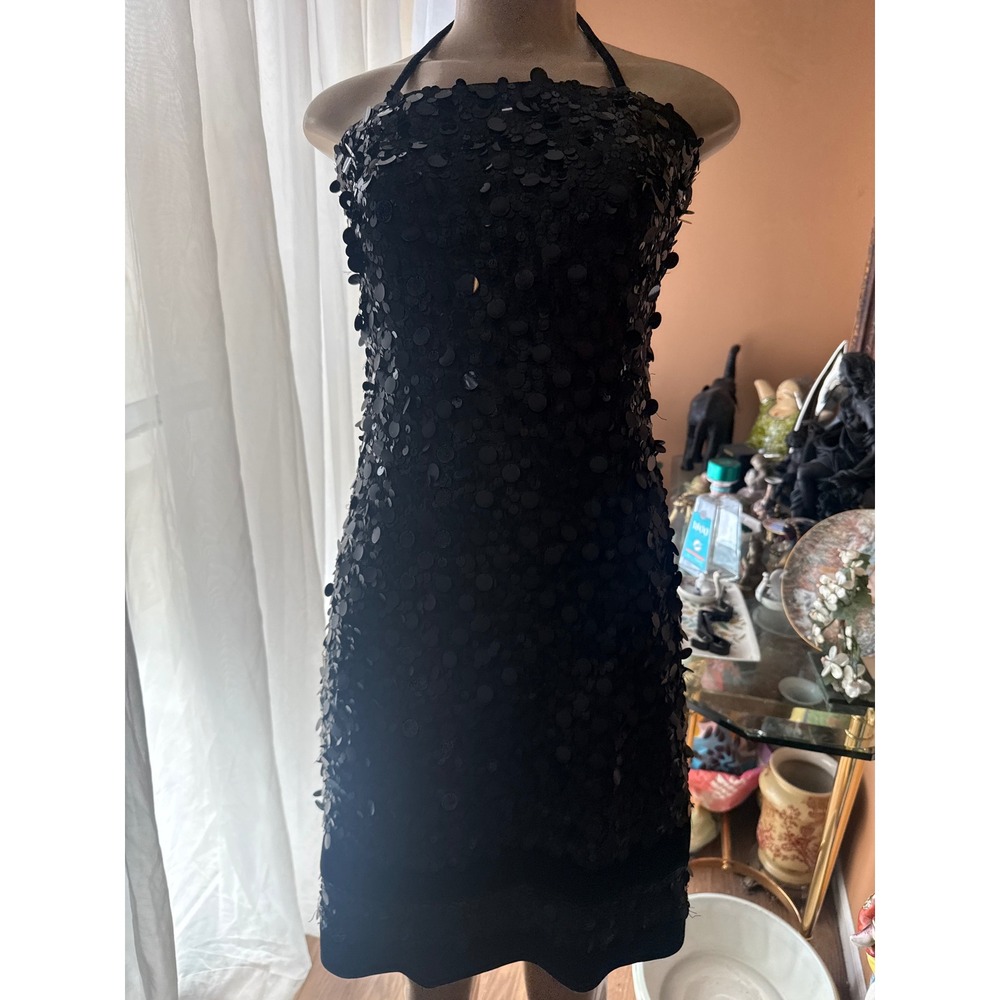 Citrine Black Sequin Halter Mini Dress Women Size 6 Cocktail Party Glam Evening